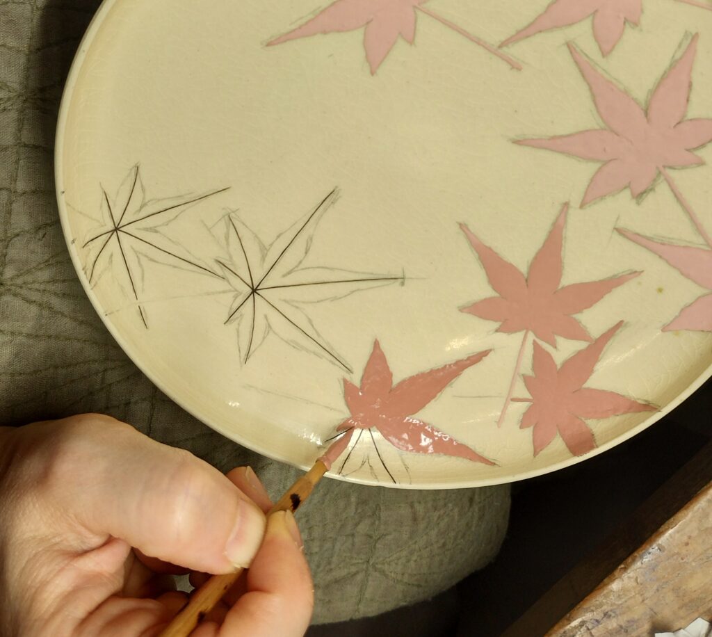 青もみじ平向絵付