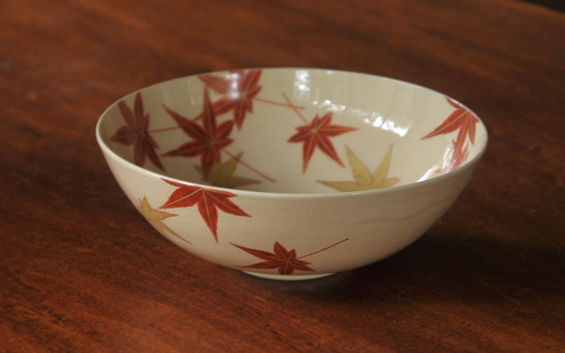 金彩紅葉紋大鉢